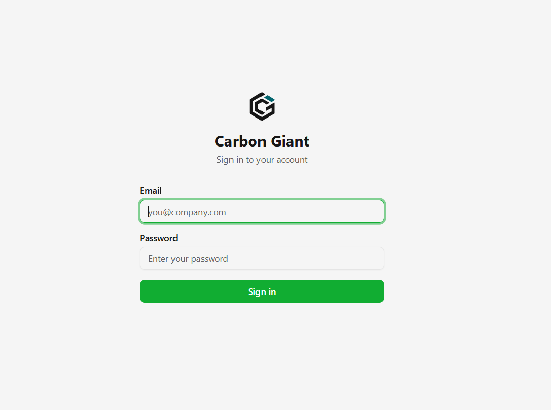Carbon Passport sign-in screen.